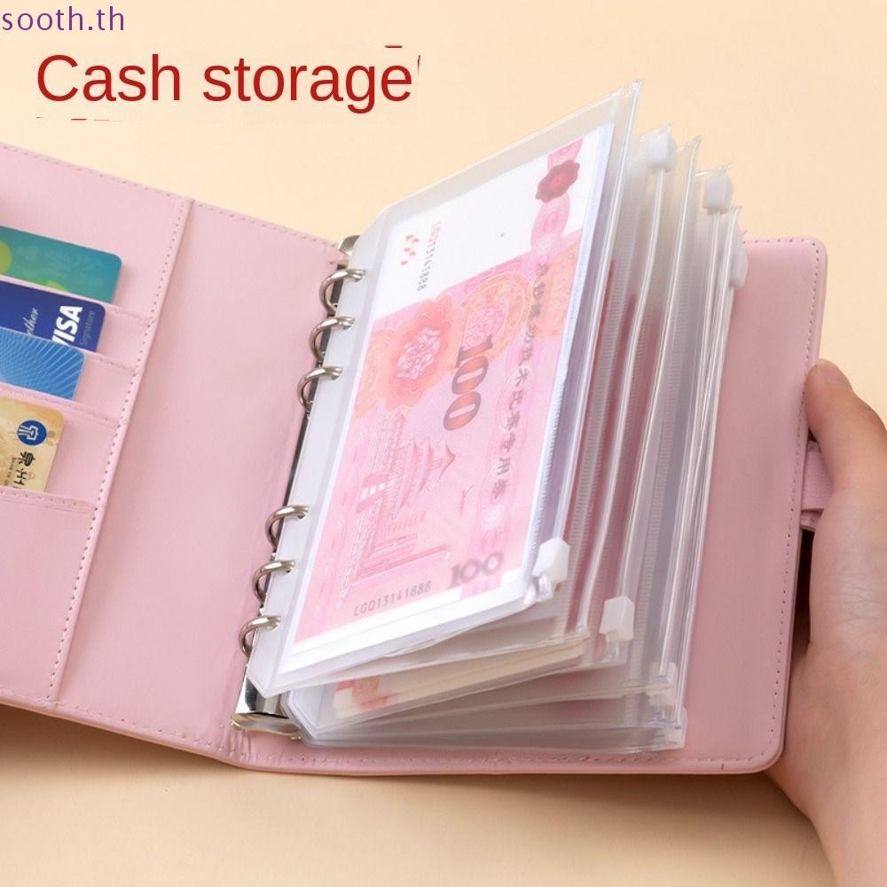Sooth 100 ซองประหยัดเงิน Challenge, ประหยัดเงินกันน้ํา Mini Binder Saving Challenge, ตลกนํากลับมาใช้ใหม่ PU ความจุขนาดใหญ่ Saving Challenges แผ่นเด็ก