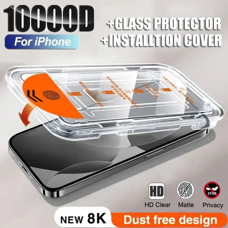 กระจกนิรภัยคลุมทั้งหมด สําหรับ iPhone 16 15 14 13 12 11 Pro Max 16 Plus X XR XS Max 7 8 Plus SE 2020 2022 Auto-Dust Removal One-คลิกติดตั้งความเป็นส่วนตัว Matte Anti-Bluelight Screen Protector
