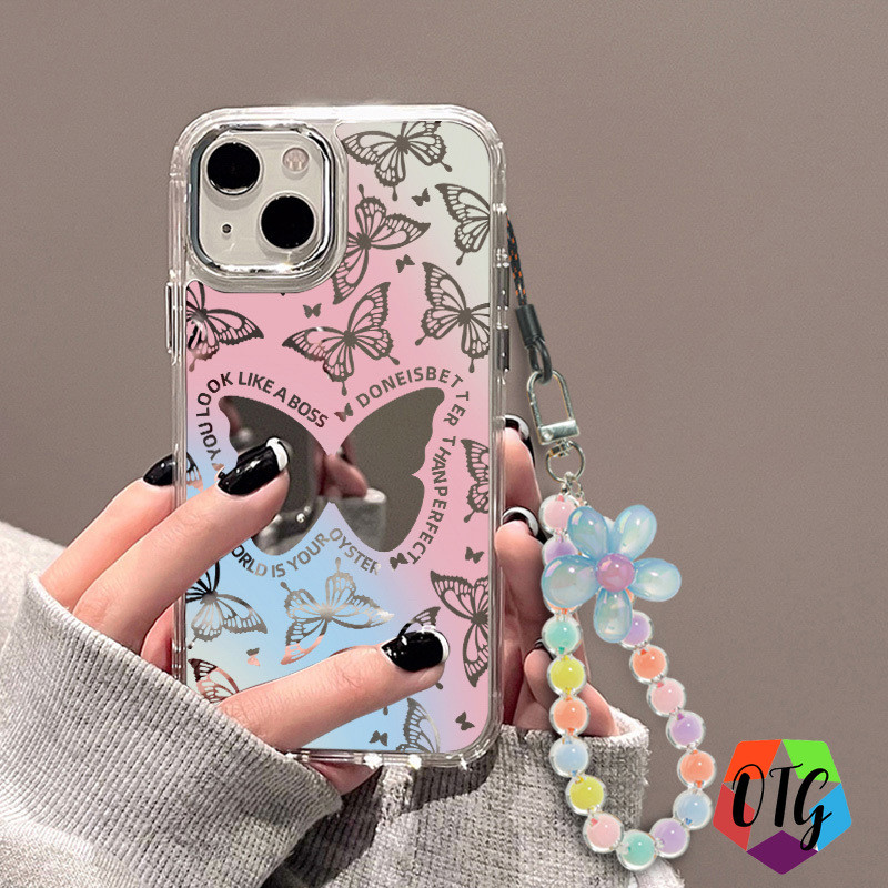 1 บาท ชุบกระจก เคสสวยๆ for iphone 11 15 16 12 13 14 pro max การ์ตูนกราฟฟิตี้ เคสกันกระแทก สีเงิน สายคล้องสำหรับเคสมือถือ