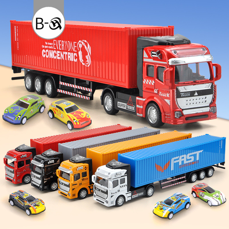 BHQ โมเดลรถบรรทุก รถของเล่นเด็ก แบบดึงถอยหลัง ถอดออกได้ กันตก ภาชนะทําจากโลหะผสม