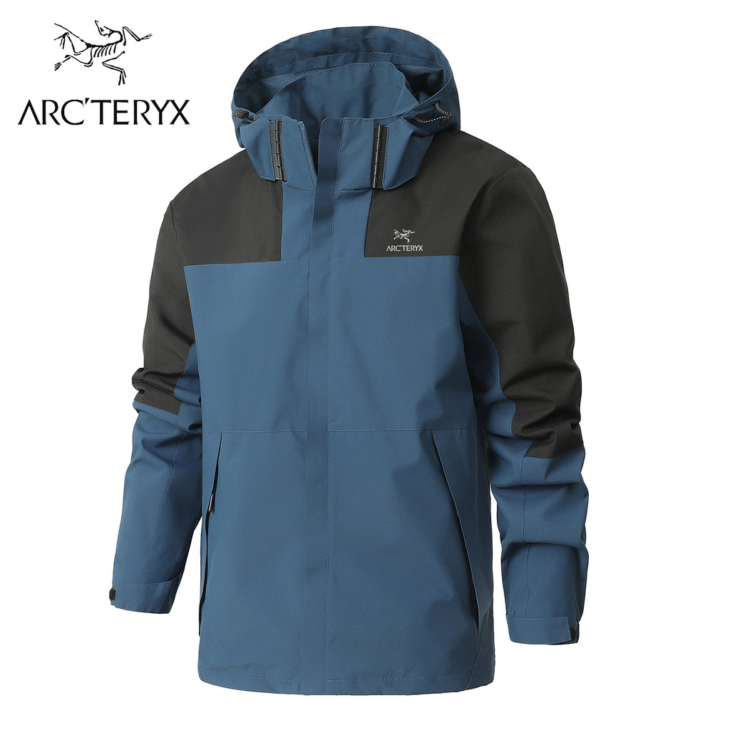 โรงงานอุปทานโดยตรงARCTERYX เสื้อกันลมกันน้ํา Hooded Jacket Plus ขนาดขี่กลางแจ้งเสื้อกันฝน Breathable Jacket Unisex คุณภาพสูงและกันน้ํา Soft Shell Jacket