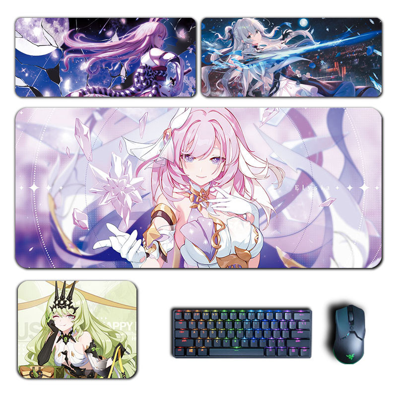ผลกระทบ Honkai 3rd Mousepad Elysia Mobius Yae Sakura แผ่นรองเมาส์ขนาดใหญ่แป้นพิมพ์คอมพิวเตอร์ Padding อะนิเมะอุปกรณ์เล่นเกมแผ่นรองโต๊ะ