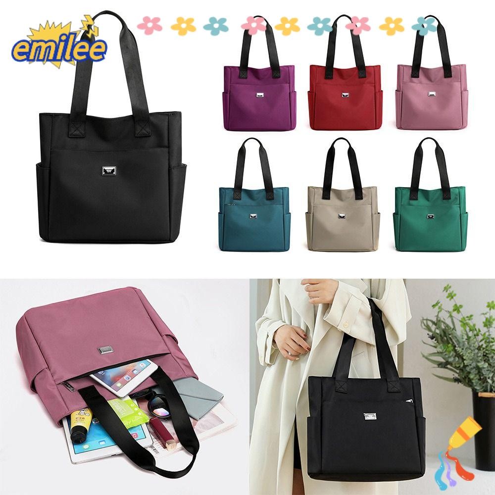Emilee กระเป๋าสะพายไนลอนสําหรับทํางานกระเป๋า Tote ใช้งานได้จริง