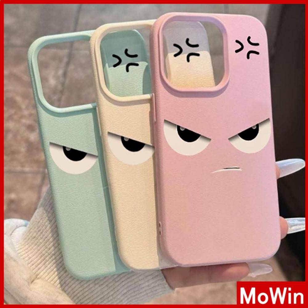 Movin - เคส iPhone 16 Pro Max iPhone 11 เคสหนังเนื้อนิ่มสีแคนดี้ TPU การแสดงออกที่น่ารักโกรธ Compatible With iPhone15 Pro max 14 13 12 Pro max XS XR 7 Plus 8 Plus