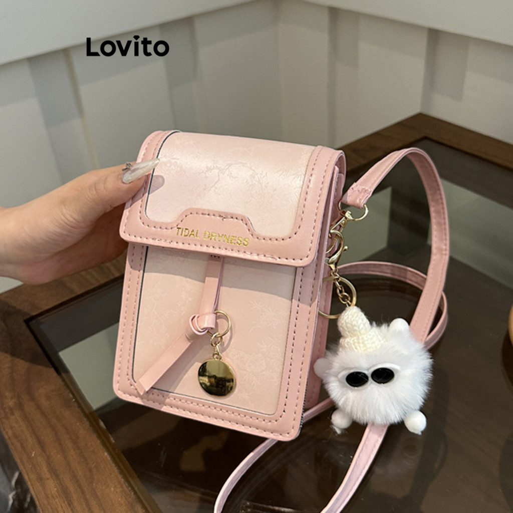 Lovito กระเป๋าสี่เหลี่ยมเล็กธรรมดากระเป๋าสะพายใบเล็กสำหรับผู้หญิง LFA46424