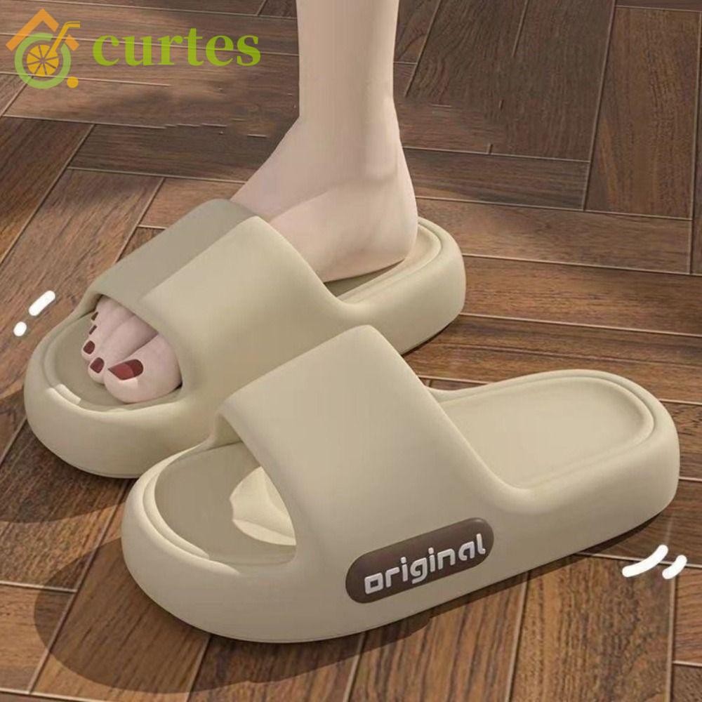 Curtes รองเท้าแตะแพลตฟอร์มหนา, รองเท้าแตะแฟชั่นกันลื่นพื้นนุ่ม, ความเรียบง่ายสบาย ๆ รองเท้าแตะสไลด์ตัวอักษรรองเท้าใส่ในบ้านฤดูร้อน