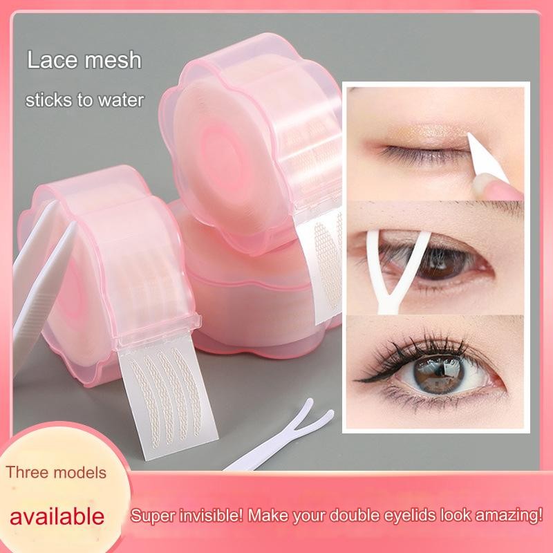 [เครื่องมือฟรี] 360 ชิ้นตาข่ายลูกไม้สติกเกอร์เปลือกตาสองชั้นที่มองไม่เห็นสติกเกอร์เทปอายแชโดว์กันน้ำติดทนนานสติกเกอร์เทปสองตาที่มองไม่เห็นธรรมชาติ 3 ชนิดแต่งหน้า