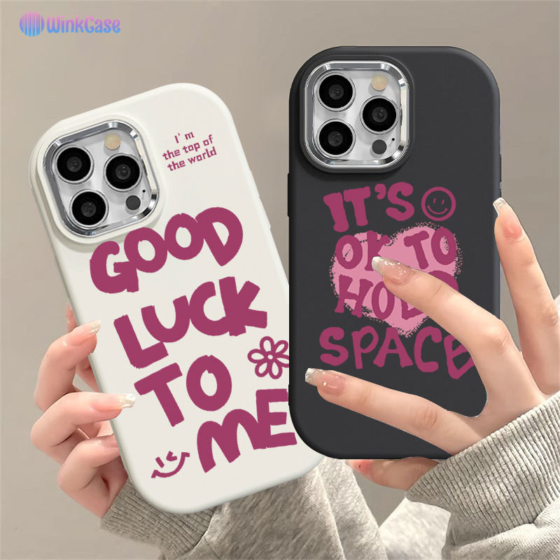 IPhone 11 15 13 12 14 Pro Max XR iPhone 7 Plus 8 XS Pink Heart English Word Spice Girl Softcase เคสโ