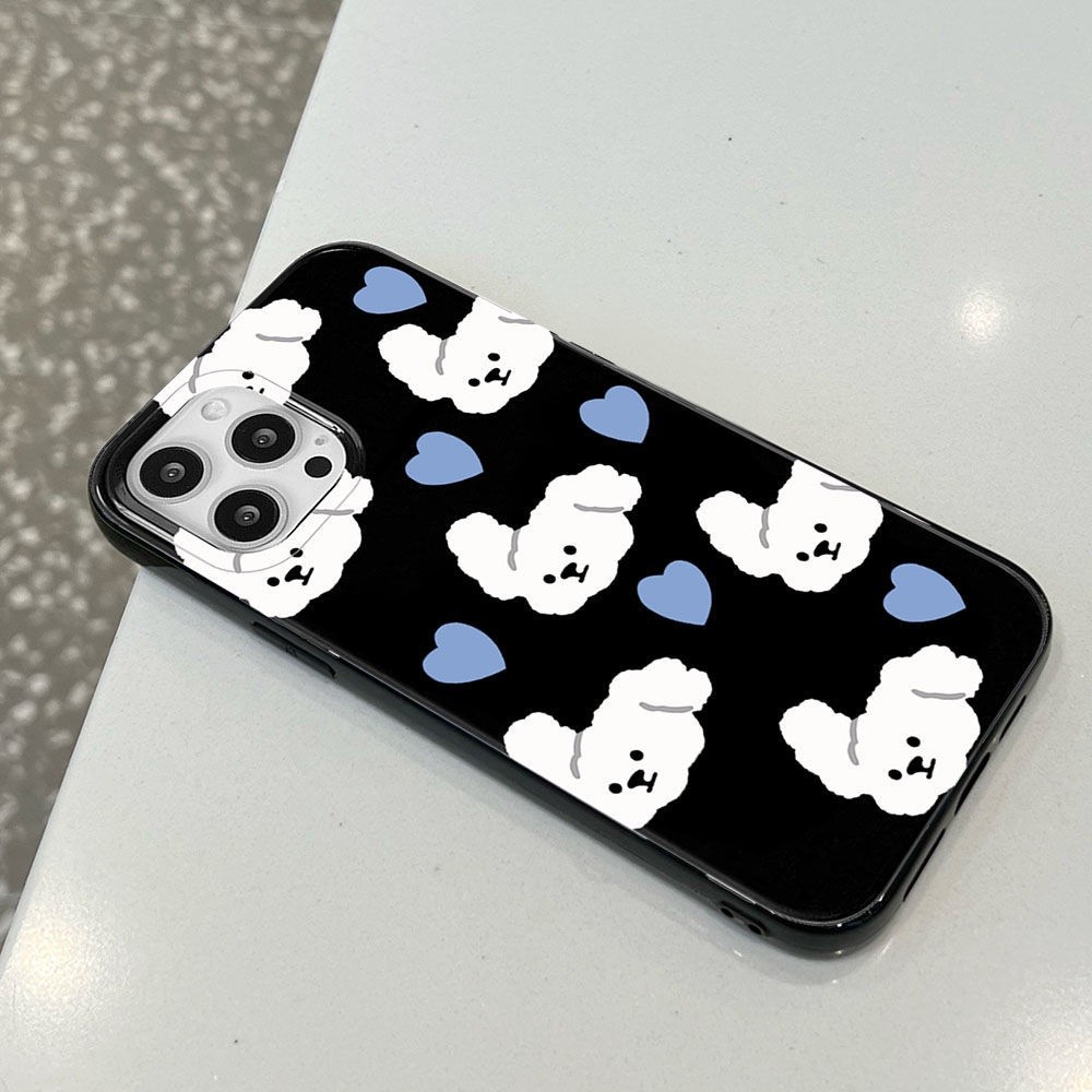 Ins สีดําGlossy Soft Case Anti-Fallเคสโทรศัพท์สําหรับiPhone 16 Promax 15 Promax 12 13 Mini 14plus 11 Pro Max X XS XR XS Max 7 8 plus Se2020 กันกระแทกTPUเคสโทรศัพท์