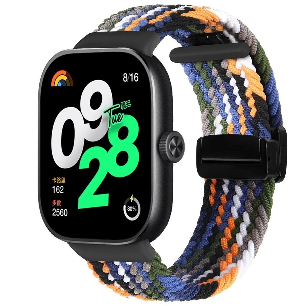 สําหรับ Redmi Watch 4 Band ปรับทอสร้อยข้อมือไนลอนสายรัดข้อมือสําหรับ Xiaomi Mi Band 8 Pro емешок ยืดหยุ่นถักสายรัดแม่เหล็ก