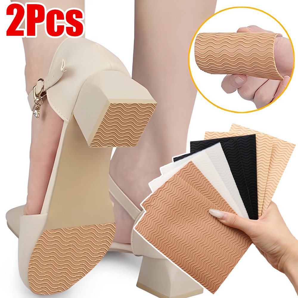 2 ชิ้น Shoe Soles สติ๊กเกอร์กันลื่น - สติ๊กเกอร์ป้องกัน Forefoot - Cuttable, ทนต่อการสึกหรอ - เบาะพื้นแบบมีกาวในตัว - แผ่นรองพื้นลายคลื่น - สําหรับรองเท้าผ้าใบ, รองเท้าส้นสู
