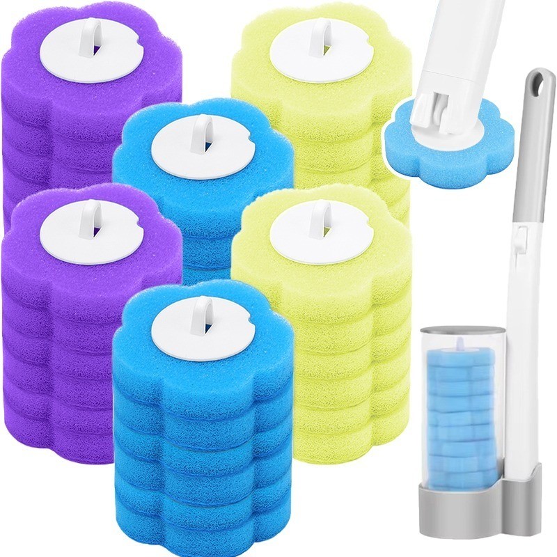 แปรงขัดห้องน้ําแบบใช้แล้วทิ้ง-พร้อมหัวแปรงฟองน้ําแบบเปลี่ยนได้-แปรงทําความสะอาดด้ามยาวแบบติดผนัง-อุปกรณ์ห้องน้ํา