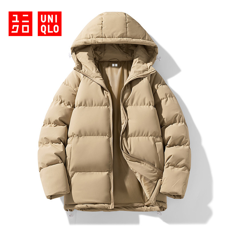 UNIQLO ยูนิโคล่ เสื้อแจ็คเก็ตผ้าฝ้ายมีฮู้ดสําหรับผู้ชายเสื้อแจ็คเก็ตกลางแจ้งสําหรับฤดูหนาวของผู้หญิงกันลมและอบอุ่นต้านทานความเย็นอย่างมีประสิทธิภาพ
