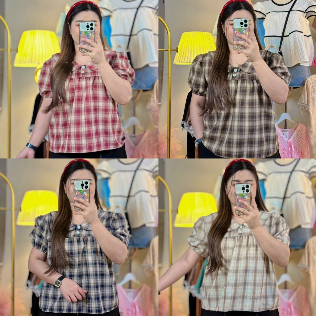 น50 เสื้อคอบัวลายสก็อต แขนสั้น