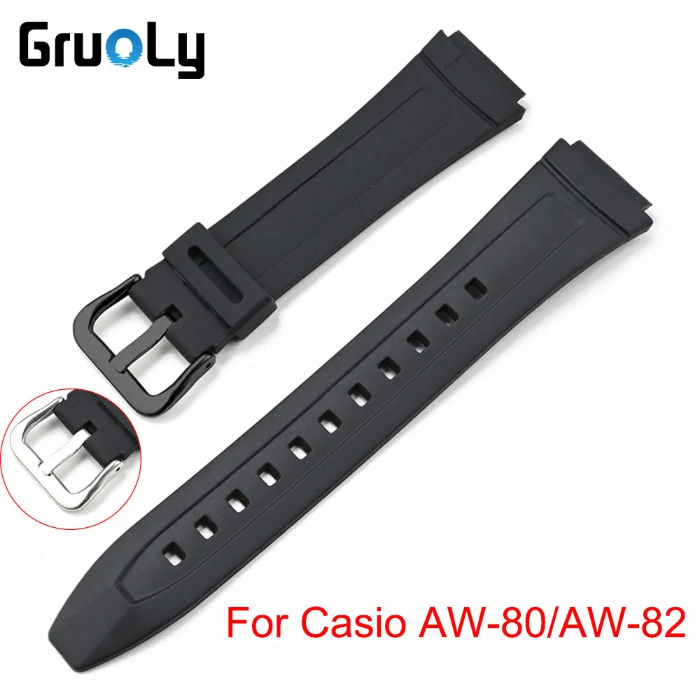 ยางเรซิ่นสายนาฬิกาสําหรับ Casio AW-80 AW-82 เปลี่ยนสายรัดข้อมือ TPU เข็มขัดอุปกรณ์เสริม