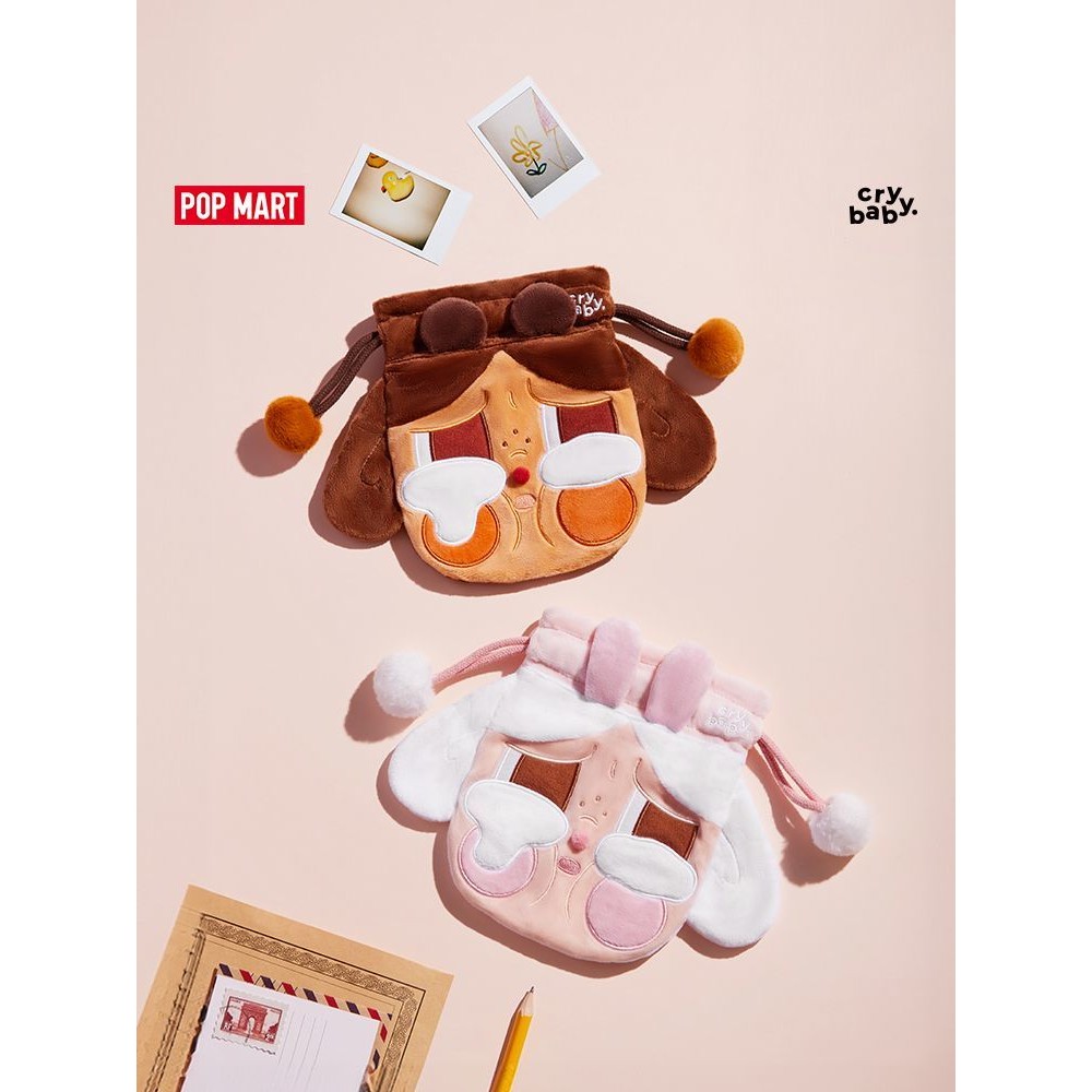 Popmart Bubble Mart crybaby น้ำตาโรงงานชุดโทรศัพท์มือถือกระเป๋าเก็บลิปสติกน่ารักของขวัญต่อพ่วง