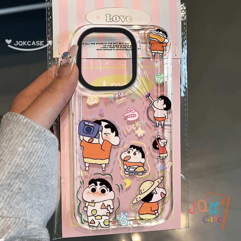 เคส ชินจัง การ์ตูน น่ารักจัง สปูล IPhone 11 13 12 15 7Plus 14 Pro Max 15 8 7 14 Max XS XR X Plus SE 2020 โปร่งแสง เคส