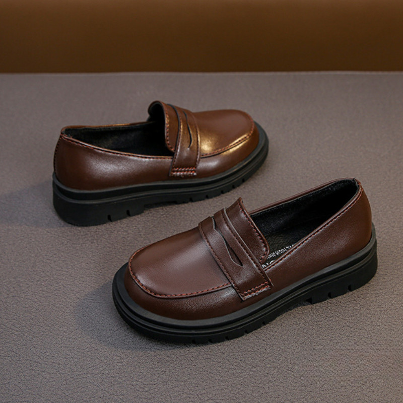 เด็กรองเท้าหนังแฟชั่นรองเท้าสีดําสําหรับหญิงชายโรงเรียนอเนกประสงค์เด็ก รองเท้าไม่มีส้น สาเหตุ เด็กวัยหัดเดินแฟลต - รูปที่ 5