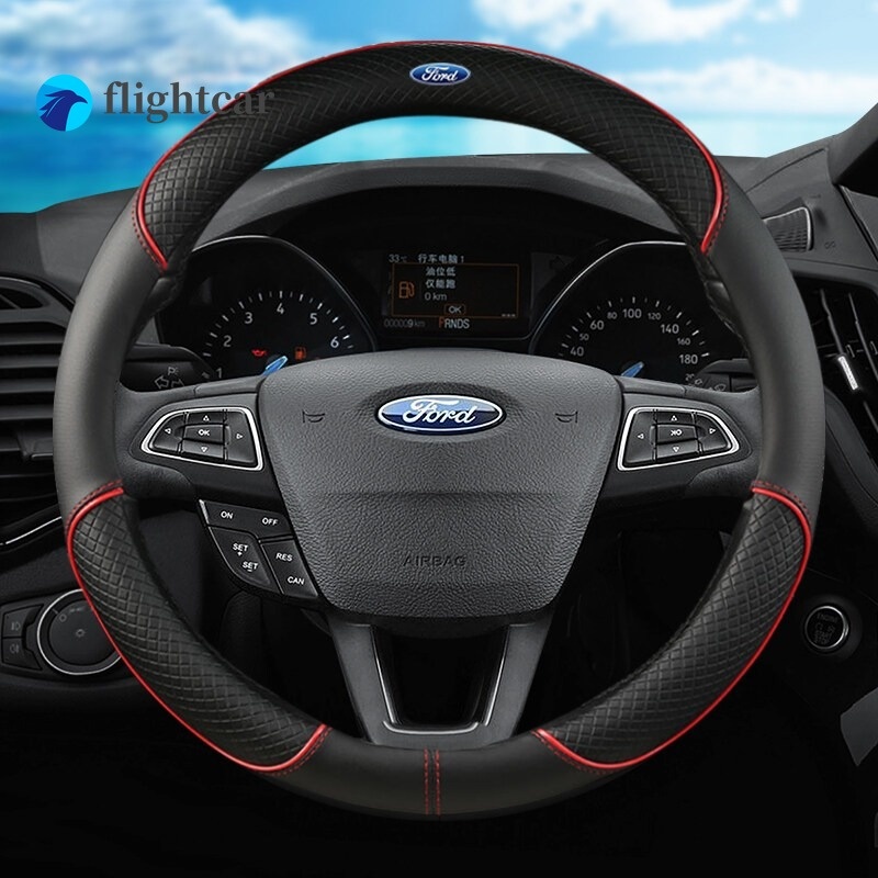 ไม่มีกลิ่นบางทุกรุ่นฟอร์ดหนังพวงมาลัยรถ Penutup Stereng Fit Fiesta Everest Ranger Mondeo Focus Kuga