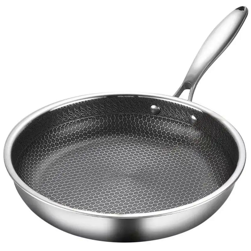 Honeycomb Grain Wok Fried Steak Pan Stainless Steel Frying Pan Honeycomb Grain Frying Wok Grain Fryi