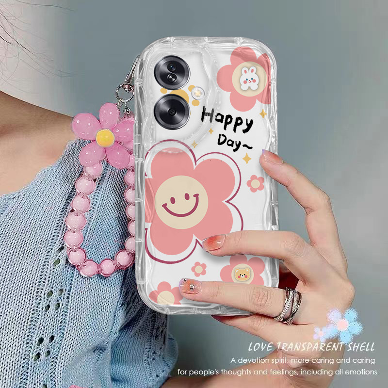 เคส OPPO A79 5G เคสโทรศัพท์ใส ดอกไม้ เชือกห้อยลูกปัด เคสโทรศัพท์กันกระแทกแบบใส