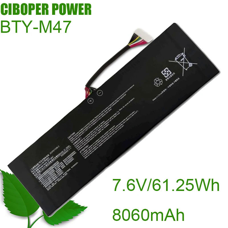 CP Laptop Battery BTY-M47 7.6V/8060mAh/61.25WH For GS40 GS43 GS43VR 6RE GS40 6QE Series 2ICP5/73/95-