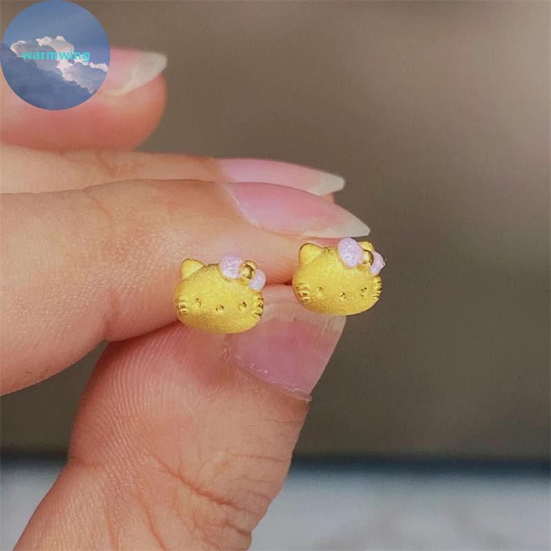 Warmwing 1 คู่น่ารักการ์ตูน Sanrio Hello Kitty KT แมวต่างหูหูสตั๊ดต่างหูสําหรับสาวเครื่องประดับของขวัญ TH