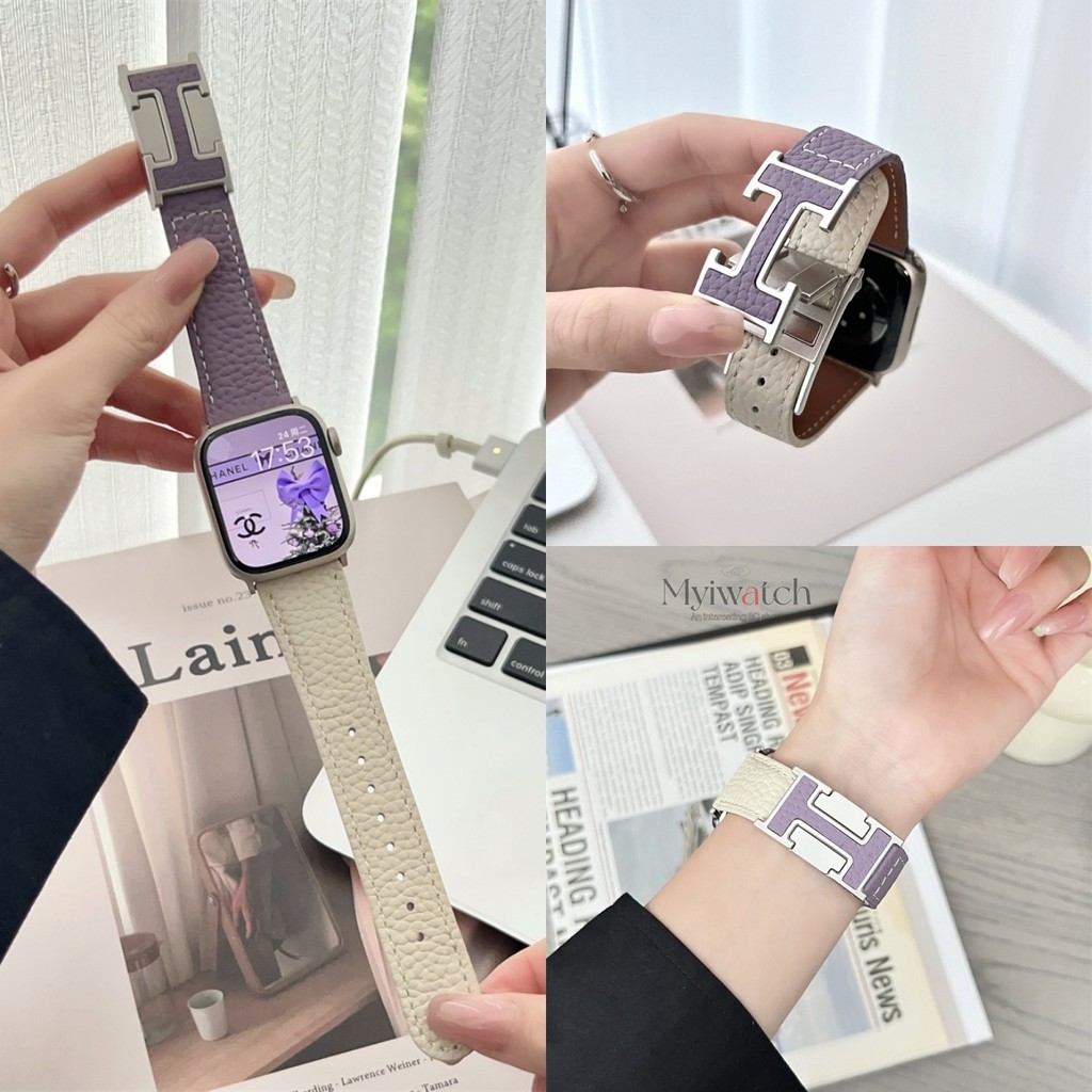 สีบล็อกลิ้นจี่ลายสายหนังสําหรับ ฉันดู พิเศษ ชุด 10 9 8 7 6 5 กับ 4 3 2 1 ชม. สายรัดข้อมือหัวเข็มขัดโลหะแม่เหล็กสําหรับ ฉันดู 49 มม.46 มม.41 มม.45 มม.44 มม.40 มม.42 มม.38 มม.