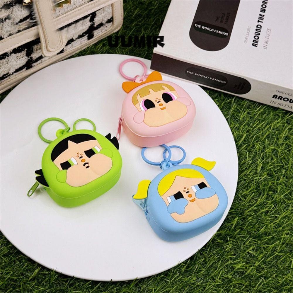 พวงกุญแจ กระเป๋าสตางค์ กระเป๋าซิลิโคน POP MART The Powerpuff Girls Keychain Wallet, Cartoon Creative Cute Handbags