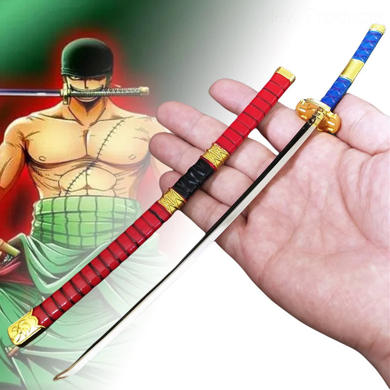 🚚 26cm Zoro Metal Katana Sword Anime Cosplay Real Roronoa Zoro Knife Japanese Katana Ninja Samurai W
