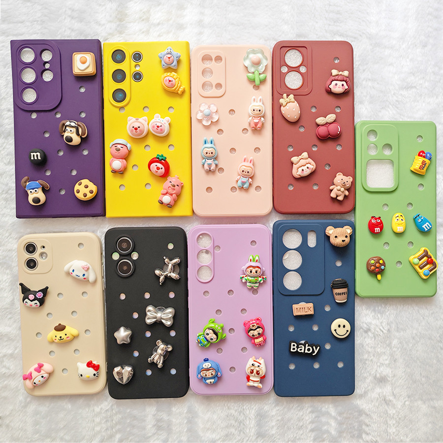 เคสโทรศัพท์ DIY อุปกรณ์เสริมตุ๊กตาที่ถอดออกได้น่ารักช็อกโกแลต Loopy สตรอเบอร์รี่หมี Kuromi Purin Kitty สาวเจ้าหญิงสุนัข Buzz Alien Labubu การ์ตูน