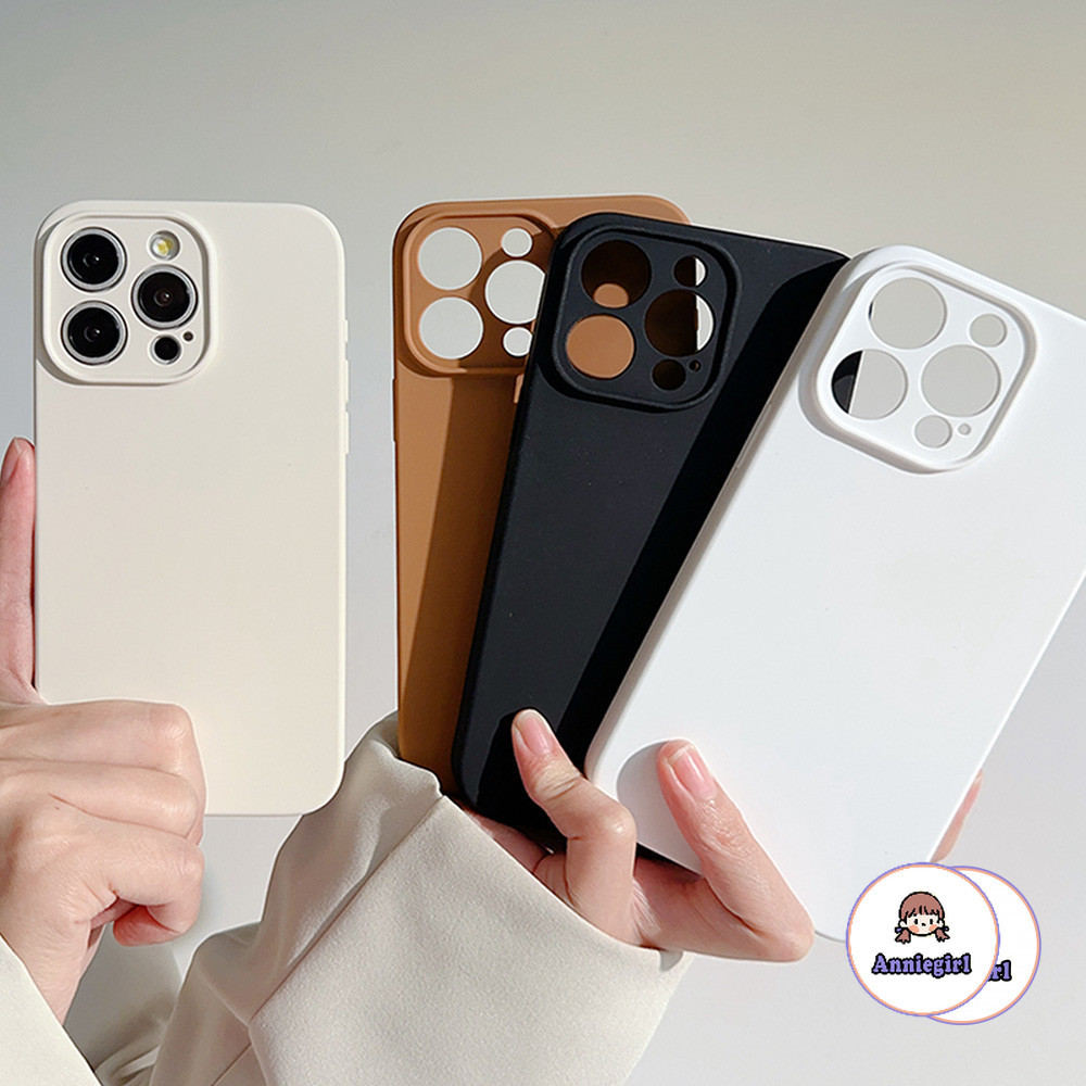 ฤดูใบไม้ร่วงสีทึบซิลิโคนอ่อนนุ่มเคสโทรศัพท์สําหรับ IPhone 11 15 16 Pro Max 16 PLUS 12 13 14 Promax เลนส์ป้องกัน Scratch-proof โทรศัพท์ปกหลัง