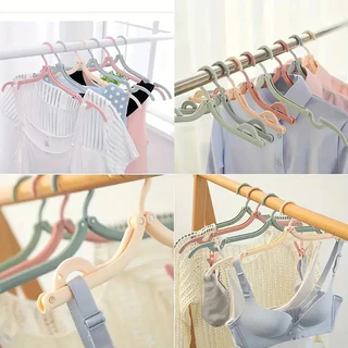 ไม้แขวนเสื้อพับได้ ไม้แขวน ขนาดพกพา สีพาสเทล ไม้แขวนเสื้อพับได้