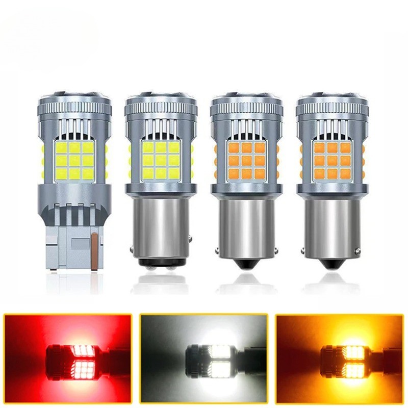 2 ชิ้นหลอดไฟ LED Canbus รถเลี้ยวสัญญาณย้อนกลับไฟเบรค 12 โวลต์ 24 โวลต์ 1156 BA15S 1156 BAU15S 1157 BAY15D P21/5 W 7440 พร้อมพัดลมระบายความร้อน