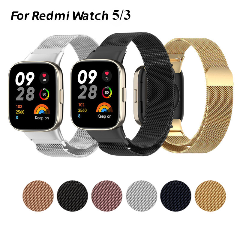 22mm Milanese Loop สําหรับ Redmi Watch 5 Active Lite 3 Lite สายโลหะเหล็กสําหรับ Xiaomi Redmi Watch 3 Active สําหรับ Galaxy Watch 6 5 4 40 44 มม.