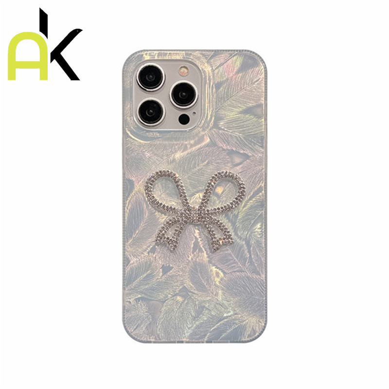 AK เหมาะสำหรับ iPhone 11 12 13 14 15 16 Pro Max 14 15 Plus XS Max XR SE ซิลิโคนสามมิติหัวใจโบว์