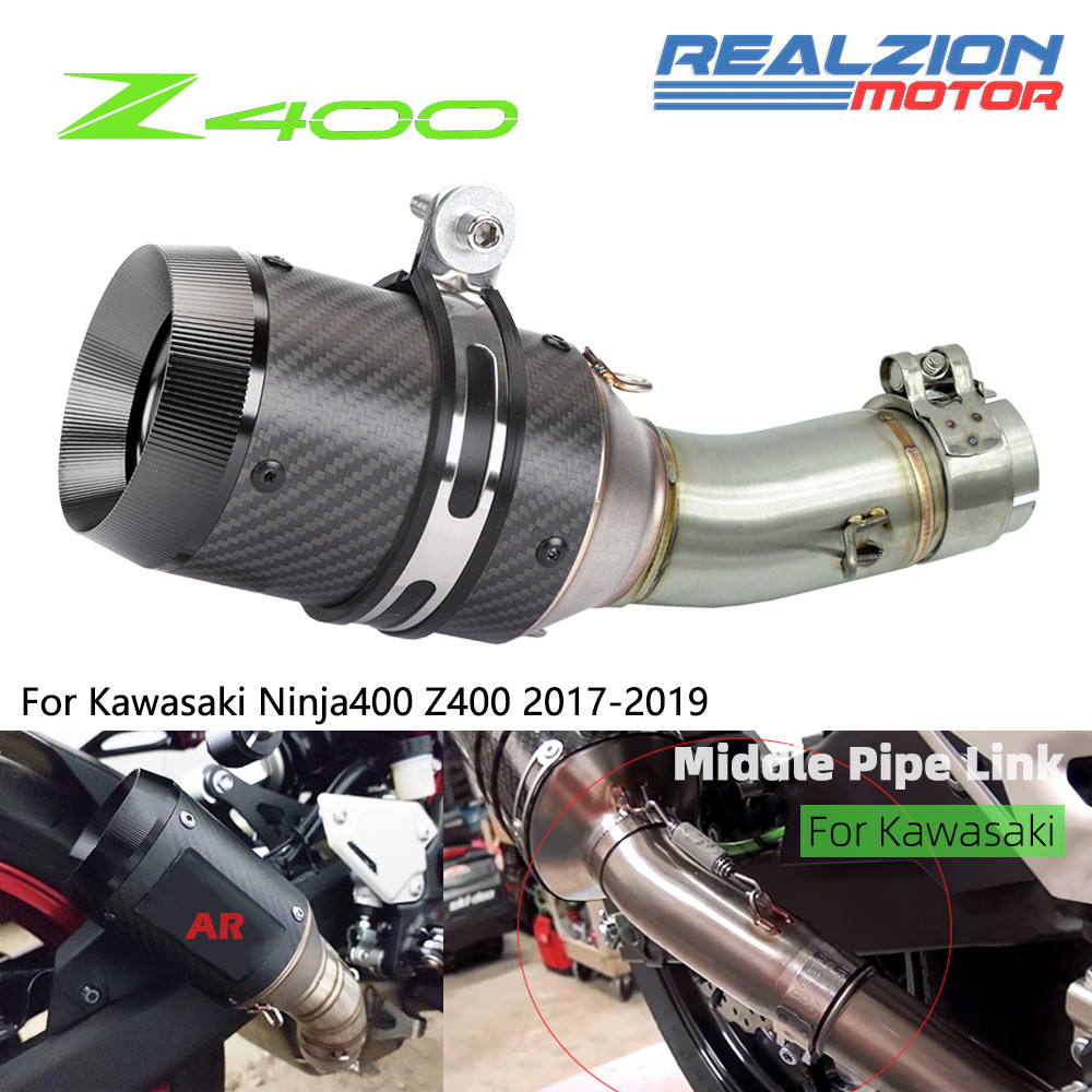 Ninja400 ไอเสีย Slip-On ระบบชุดเต็ม Link ท่อรถจักรยานยนต์ท่อกลางสําหรับ Kawasaki Ninja 400 Z400 2017