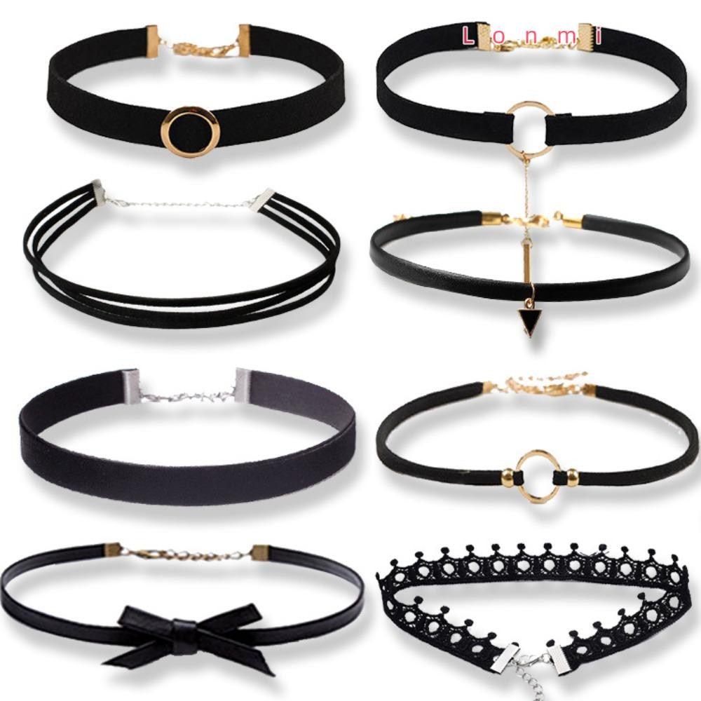 Lonmi Choker สร้อยคอลูกไม้สีดํา ลูกไม้แฟชั่น โซ่ Claviular สวยงามหรูหรา ชีวิตประจําวัน