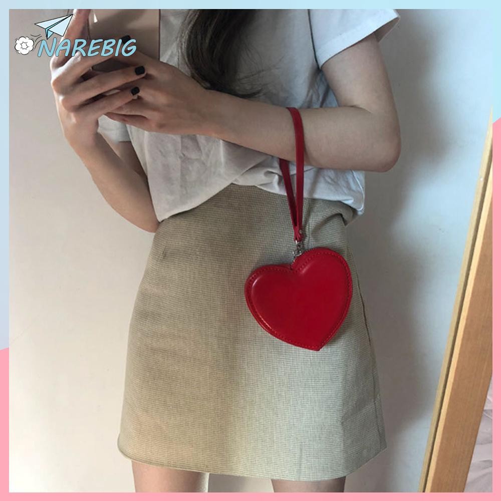 ส่งจากกรุงเทพ🚚 กระเป๋าถือผู้หญิงหรูหรา Love Shaped Top-handle Bag Solid Leather Money Purse Tot ✿