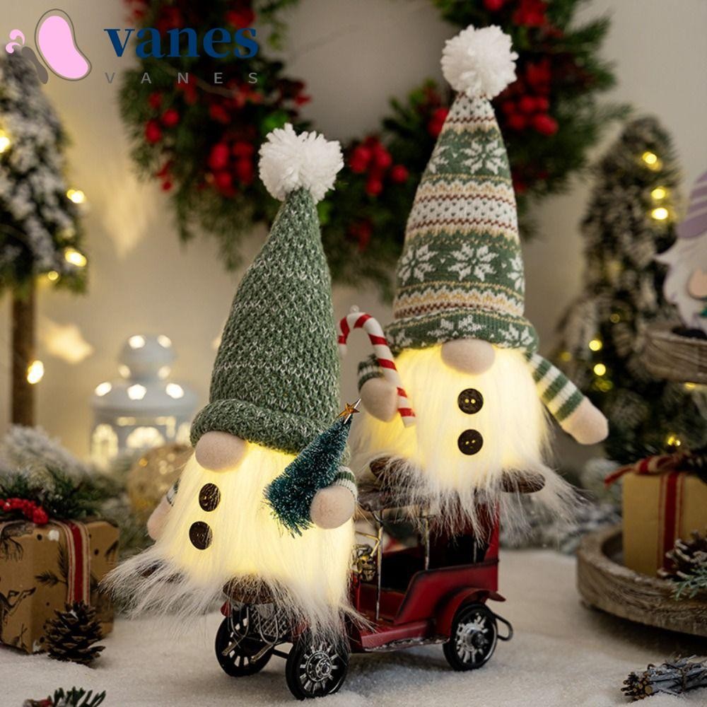 Vanes1 คริสต์มาส Gnome Faceless ตุ๊กตา, ถักสีเขียวเรืองแสง Elf Gnome ตุ๊กตาเครื่องประดับ, ตลกพร้อมไฟ Led 30 ซม.น่ารัก Merry Christmas ตกแต่งเทศกาลวันหยุดตกแต่ง