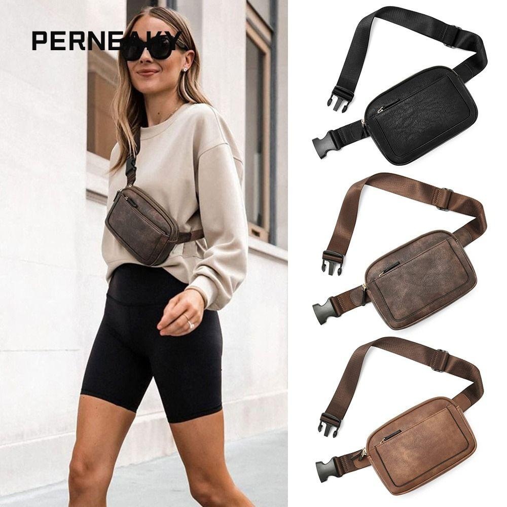 Perneaky กระเป๋าเข็มขัดสุภาพสตรี, สายรัดปรับได้พร้อมแพ็คกระเป๋าซ่อน, กระเป๋าสะพายหนัง PU แฟชั่นเดินทาง