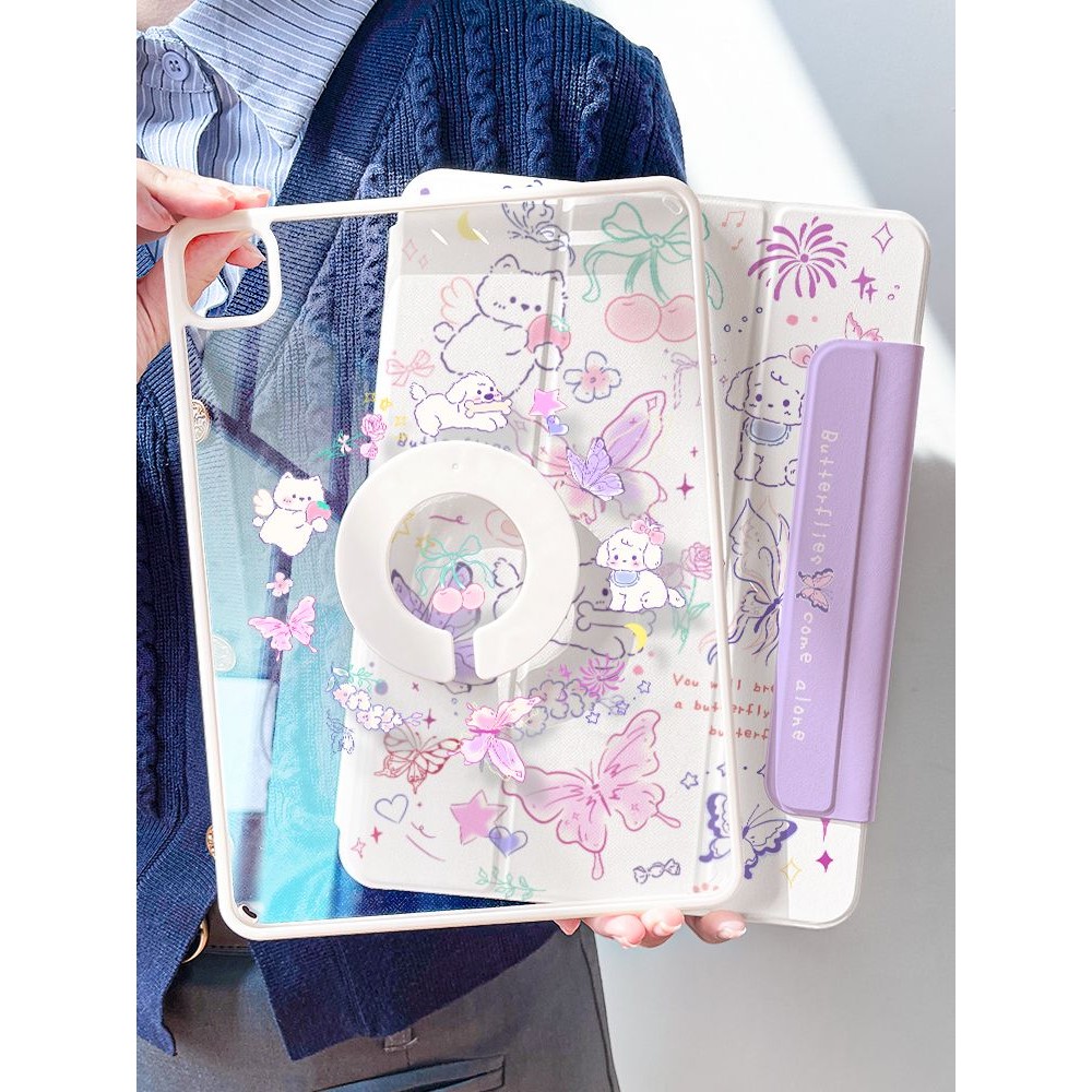 720 เคสป้องกัน ipad หมุนได้ 2024 ใหม่ air6 Magnetic Pro11 Anti-Bending ที่ถอดออกได้ mini6 โปร่งใส 9th Generation