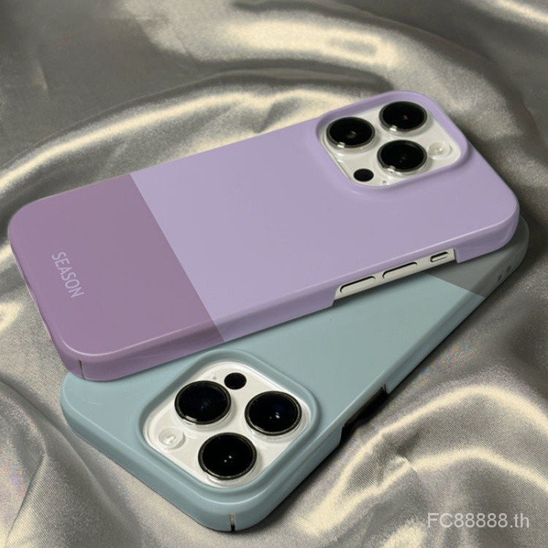 เคสโทรศัพท์มือถือสำหรับ iPhone สีตัดกันเย็บ16/15/14pro ฟิล์ม13Promax/12/11น่ารัก xsmax/XR เคสแข็ง7/8PLUS เคสป้องกันแบบเต็มขอบรูใหญ่ ryxn
