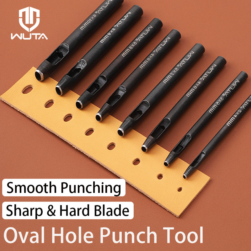 Wuta Oval Hole Punch สําหรับหนังนาฬิกาเข็มขัด Spacing รูปไข่ Puncher หนัง DIY Craft Sharp Strike เจาะเครื่องมือ
