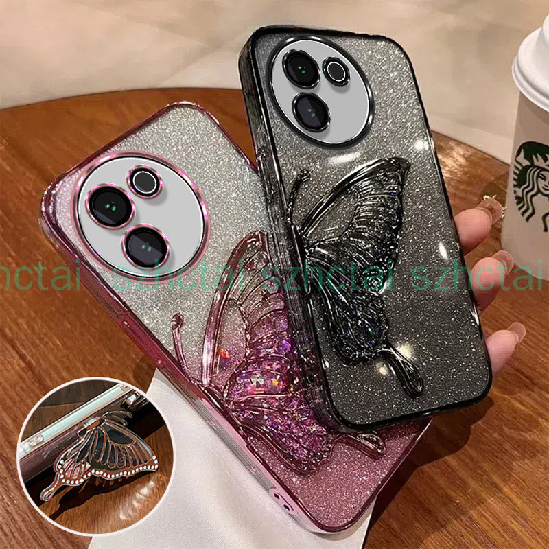 เคส Vivo V30E 5G V29 5G V29E V27 V27E V25 V25E V23 5G V23 หรูหรา ชุบทรายไหล เงางาม แวววาว เกราะป้องกันใสกันกระแทกพร้อมวงเล็บ เคสโทรศัพท์ Vivo V30E 5G V29 5G V29E V27 V27E V25 V25E V23 5G V23