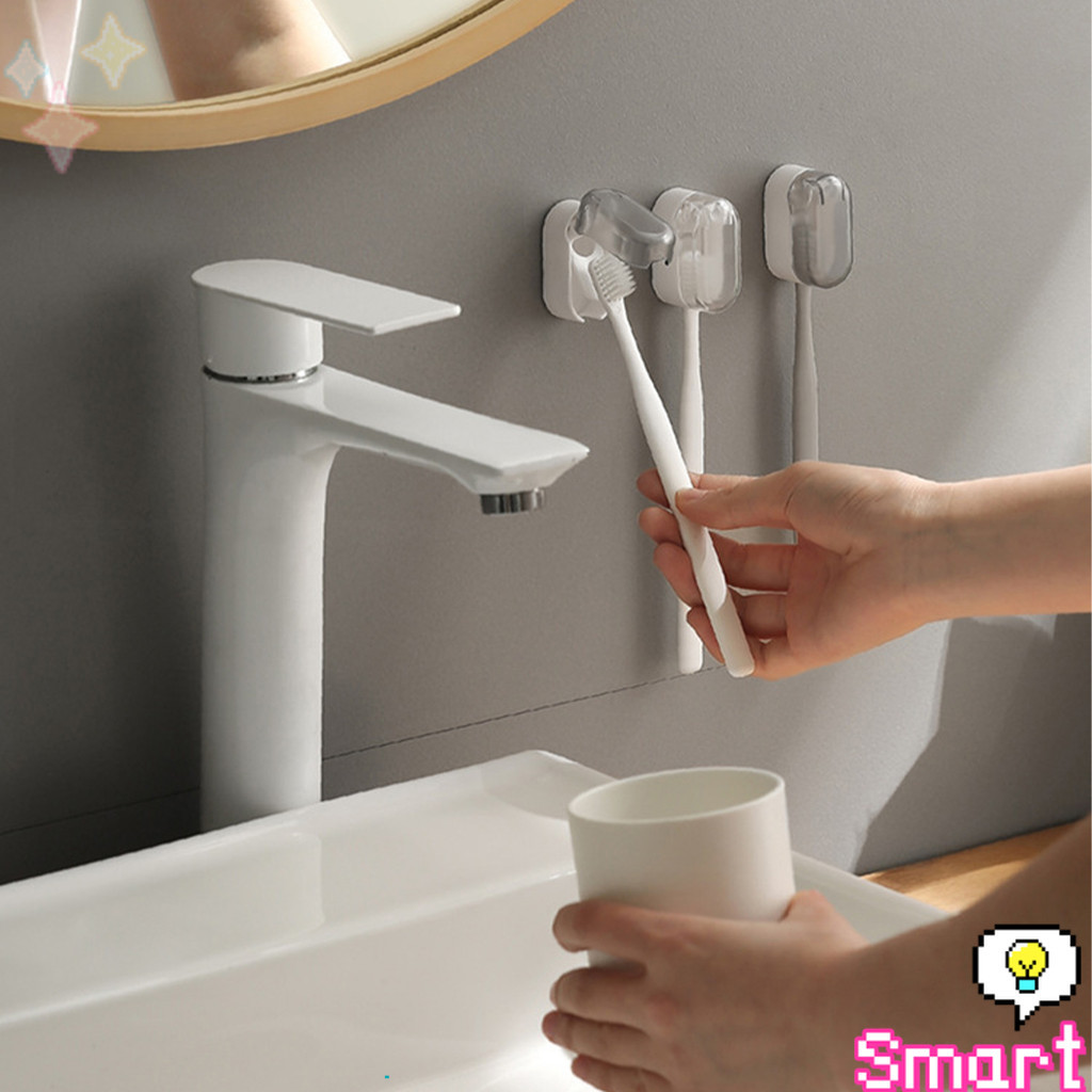SMART【มีสินค้าในสต๊อก】 ที่เก็บแปรงสีฟัน ไม่มีการเจาะ ฝาครอบกันฝุ่นแปรงสีฟัน Toothbrush Holder - รูปที่ 3