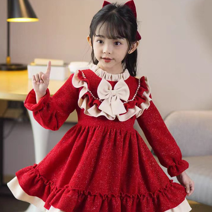 ชุดเดรสเจ้าหญิง Lolita แขนยาว สำหรับเด็กผู้หญิง อายุ 3-14 ปี (สไตล์ฤดูใบไม้ร่วง/ฤดูหนาว) มิดิ
