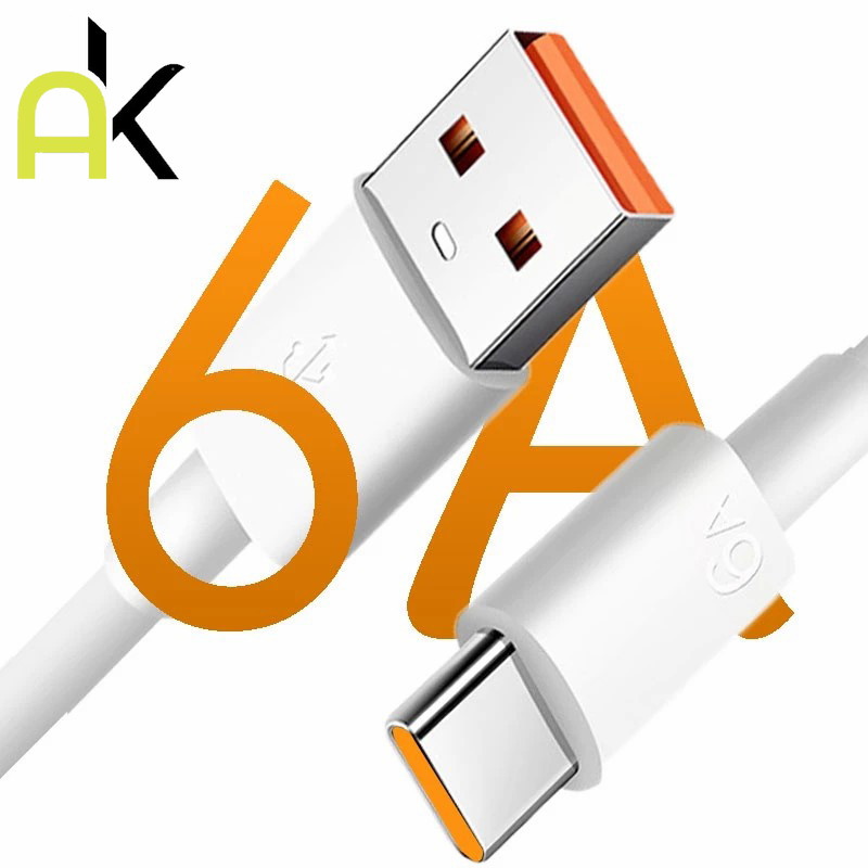 AK สายชาร์จเร็ว Type-C, ชาร์จเร็ว, จ่ายไฟเร็ว, การซิงโครไนซ์ข้อมูลที่เสถียร, สายชาร์จ 6A, สายชาร์จเร็วสุด