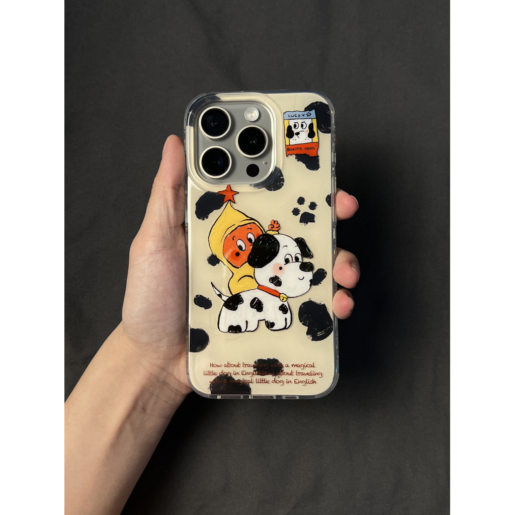 Ins Graffiti Stars Dalmatians เหมาะสําหรับ iPhone16Promax Apple 15/14/13/12/11 เคสโทรศัพท์สองชั้น 8SFV