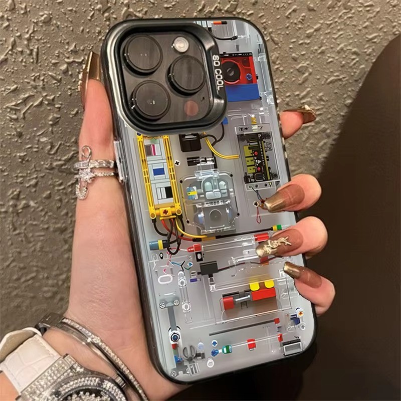 สําหรับiphone 11 12 13 14 15 16 Pro Maxเคสโทรศัพท์Creative Mechanical CircuitรูปแบบสําหรับiPhone 7 8 Plus SE 2020 X XS Max XR 14 15 16 Plus Hardกรอบ